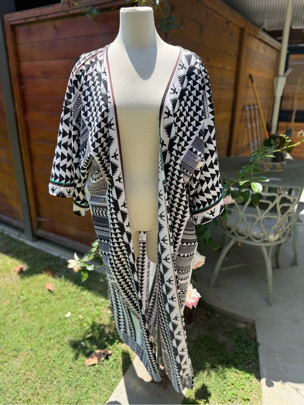 Bohemian Duster / Geometric Open-Front